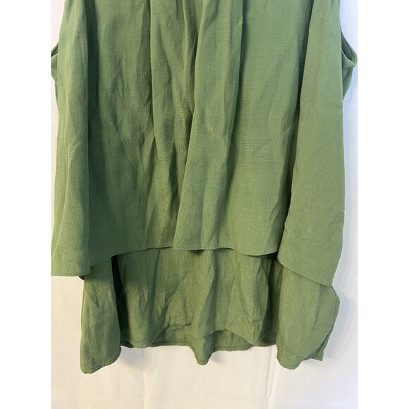 J Crew Size 6 Tiered Viscose Crepe Sleeveless Blouse Layered Fern Green - Picture 3 of 11